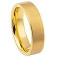 thumbnail image 1 of Custom Personalized Engraving Wedding Band Ring Set for Him & Her - 6mm Yellow GOLD IP Plated Brushed Pipe Cut Band, 1 of 6
