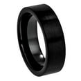 thumbnail image 1 of Custom Personalized Engraving Wedding Band Ring Set for Him & Her - 7mm Black IP Plated Brushed Pipe Cut Band, 1 of 6