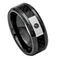 thumbnail image 1 of Custom Personalized Engraving Wedding Band Ring Set for Him & Her 8mm Black Carbon Fiber Inlay, 1 of 6