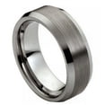 thumbnail image 1 of Custom Personalized Engraving Wedding Band Ring Set for Him & Her - 8mm Brushed Center High Polished Beveled Edge, 1 of 6