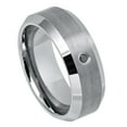 thumbnail image 1 of Custom Personalized Engraving Wedding Band Ring Set for Him & Her - 8mm Brushed Center, Shiny Beveled Edge, 1 of 6