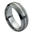 thumbnail image 1 of Custom Personalized Engraving Wedding Band Ring Set for Him & Her - 8mm Brushed Sides with Polished Shiny Center, 1 of 6