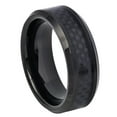 thumbnail image 1 of Custom Personalized Engraving Wedding Band Ring Set for Him & Her 8mm Ceramic Ring Black Carbon Fiber Inlay, 1 of 6