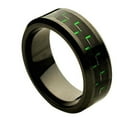 thumbnail image 1 of Custom Personalized Engraving Wedding Band Ring Set for Him & Her 8mm Ceramic Ring with Green Black Carbon Fiber Inlay, 1 of 6