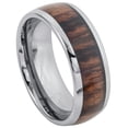 thumbnail image 1 of Custom Personalized Engraving Wedding Band Ring Set for Him & Her - 8mm High Polished Domed with Rosewood Inlay, 1 of 6
