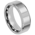 thumbnail image 1 of Custom Personalized Engraving Wedding Band Ring Set for Him & Her - 8mm High Polished Finish & Beveled Edge, 1 of 6