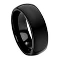 thumbnail image 1 of Custom Personalized Engraving Wedding Band Ring Set for Him & Her - 8mm High Polished Shiny Black IP Plated Classic Domed Ring, 1 of 6