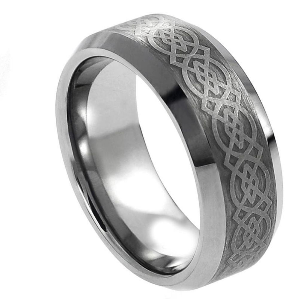 Custom Personalized Engraving Wedding Band Ring Set for Him & Her - 8mm ...