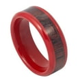 thumbnail image 1 of Custom Personalized Engraving Wedding Band Ring Set for Him & Her - 8mm Red Enamel Plated High Polished Low Beveled Edge with Hawaiian Koa Inlay, 1 of 6