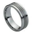 thumbnail image 1 of Custom Personalized Engraving Wedding Band Ring Set for Him & Her - 8mm Ring Polished Shiny Double Grooved Brushed Center, 1 of 5