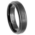 thumbnail image 1 of Custom Personalized Engraving Wedding Band Ring Set for Him & Her Natural Gun Metal Tone Zirconium Ring Brushed Center with Stepped Edge – 6mm, 1 of 6