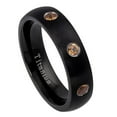thumbnail image 1 of Custom Personalized Engraving Wedding Band Ring Set for Him & Her Titanium Band 5mm Domed Black IP Plated Brushed Finish, 1 of 6