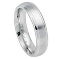 thumbnail image 1 of Custom Personalized Engraving Wedding Band Ring Set for Him & Her Titanium Band 6mm White IP Plated Titanium Ring Domed Brushed Center Stepped Edge, 1 of 6