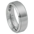 thumbnail image 1 of Custom Personalized Engraving Wedding Band Ring Set for Him & Her Titanium Band 8mm Wide with Raised Brushed finish center and shiny edges, 1 of 6