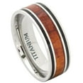 thumbnail image 1 of Custom Personalized Engraving Wedding Band Ring Set for Him & Her Titanium Band 9mm Titanium Ring Flat with Hawaiian Koa Rosewood Inlay, 1 of 6