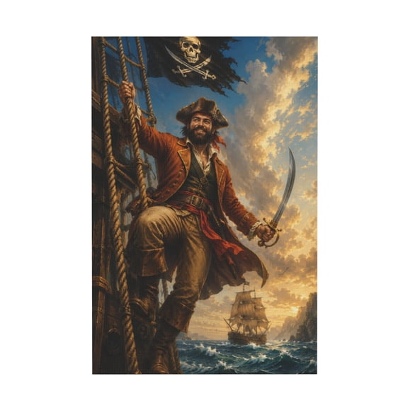 Custom Personalized Fantasy Superhero Pirate Portrait Canvas Wall Art Unique Birthday Gift 12*18in