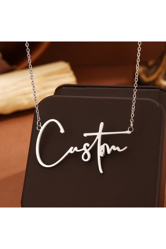 Custom Personalized Handwriting Name Necklaces Customized Stainless Steel Cross Jewelry for Women Men Nameplate Choker