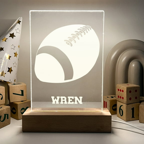 Custom Personalized Name Engrave LED Night Light Up Table Desk Lamp Boys Sports School Team Football Choice Design Room Dcor Gift