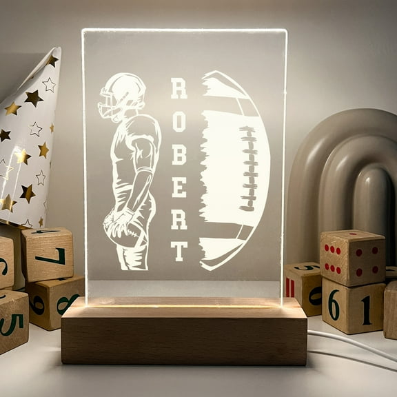Custom Personalized Name Engrave LED Night Light Up Table Desk Lamp Boys Sports School Team Football Choice Design Room Dcor Gift