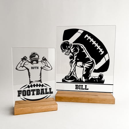 Custom Personalized Name Engraved Table Desk Frame Boys School Team Football Player Room Decor Sports Themed Gift