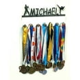 thumbnail image 1 of Custom Personalized Name Karate Martial Arts Taekwondo Medal Holder, Awards Display Organizer Hanger Rack with Hooks for 60+ Medals, Ribbons, Sports Of A Kind Made To Order With Your Name On It., 1 of 7