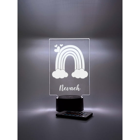 Custom Personalized Name Night Light Up Table Lamp LED Stand Girls Colorful Magical Rainbow Home Room Dcor Gift - 16 Color Options & Remote
