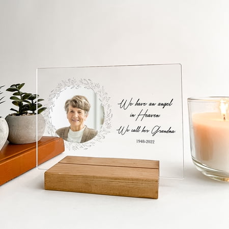 Custom Personalized Photo Picture Plaque In Loving Memory Rest In Peace RIP Forever In Our Hearts Home Décor Custom Wood Stand Engraved Gift