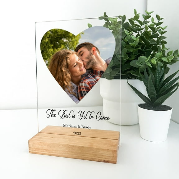 Custom Personalized Photo Picture Plaque, Wedding Anniversary Engagement Home Dcor for Her Custom Wood Stand Engrave Couple Gift, Christmas