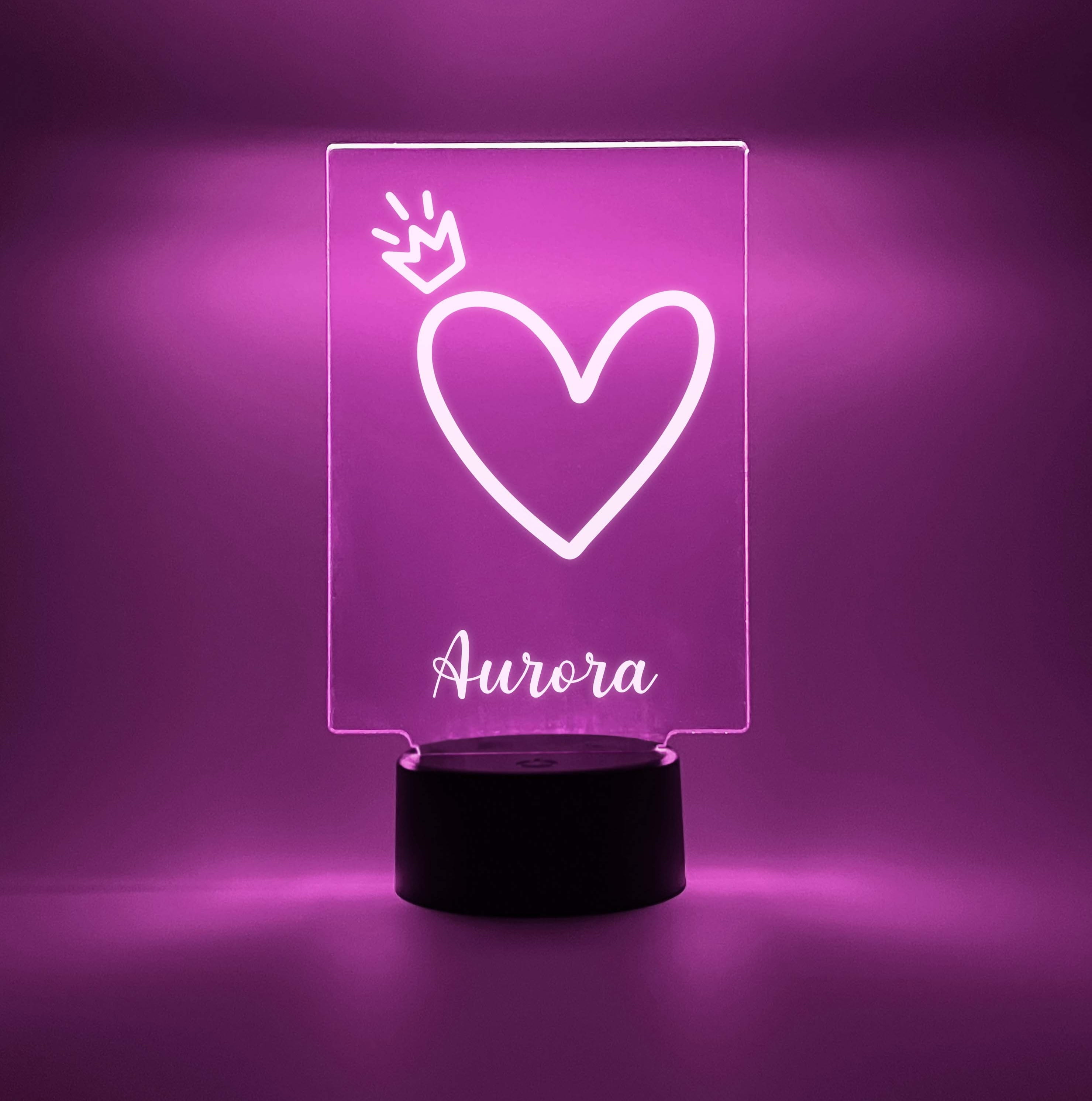 Custom Personalized Picture LED 16 Colors Night Light Up Lamp Stand Girls Princess Heart Design, Christmas, Birthday Room Décor Gift For Her