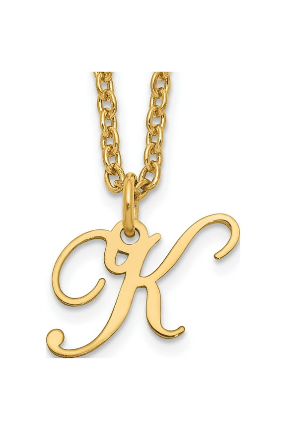 Custom Personalized Sterling Silver Gold-plated Letter K Initial Necklace SS/Gold Plated: Jewelry by Sweet Pea - Made in USA