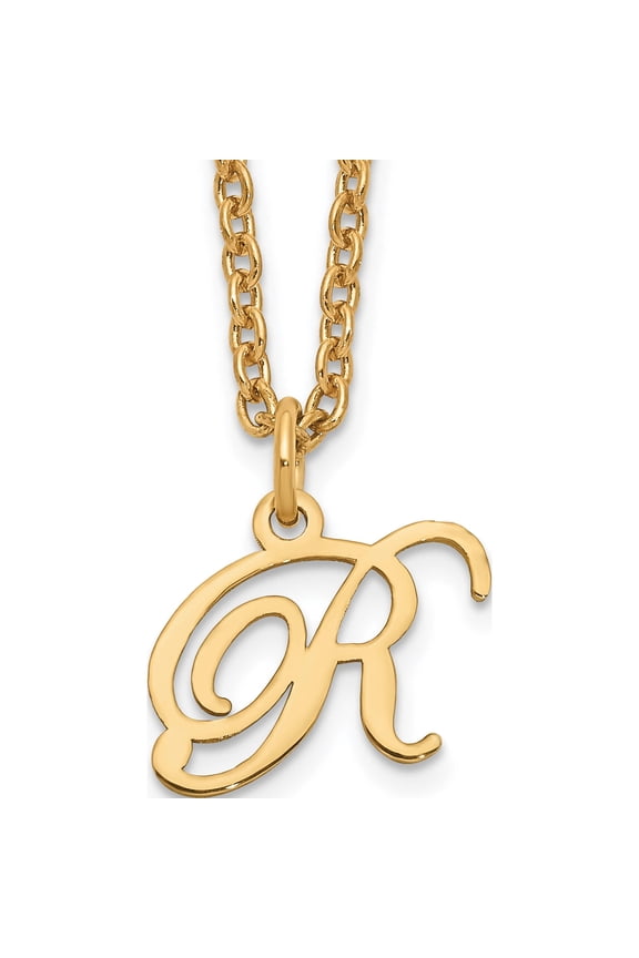Sterling Silver Gold-plated Letter R Initial Necklace