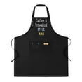 thumbnail image 1 of Custom & Personalized Style KIND 2 Pack Bib Apron Set - Adjustable Kitchen Chef Apron for Men & Women with 2 Pockets Stylish Black Design with White & Yellow Print, 1 of 5