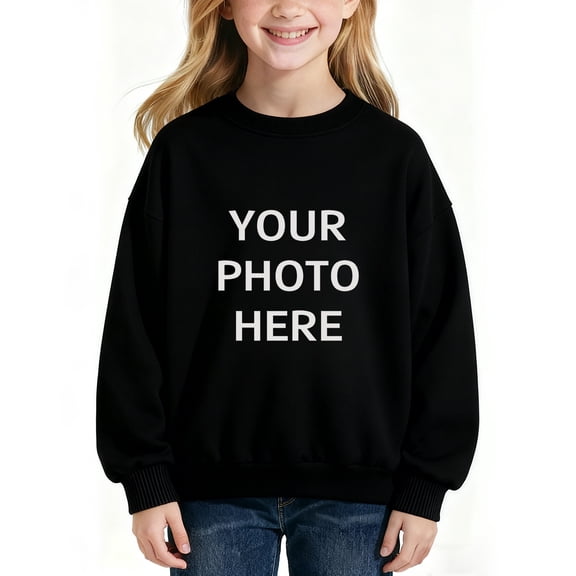 Custom Personalized Sweatshirt,Cute Long Sleeve Oversized Casual Fashion Graphic Pullover Tops For 𝓴𝓲𝓭𝓼, 90cm