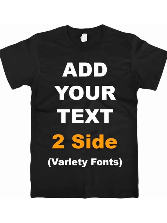 Custom Personalized T-Shirt Double Sided Print Add Your Own Text Variety Fonts Men Women Unisex Cotton Short Sleeve Tee Retro Funny Cute Graphic Top