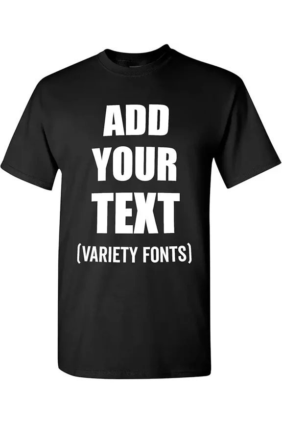 Custom Personalized T-Shirt for Men and Women, Add Your Own Text, Short Sleeve Cotton Tee, Black
