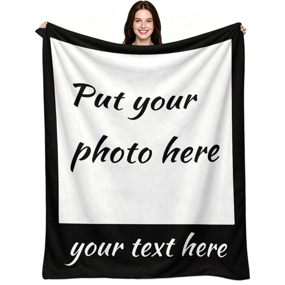 Custom Personalized Upload Your Own Photo Text, Soft Warm Flannel Fleece, Minimalist Holiday Sentimental, Throw Blanket, Cozy Warm, Home Decor, Holiday