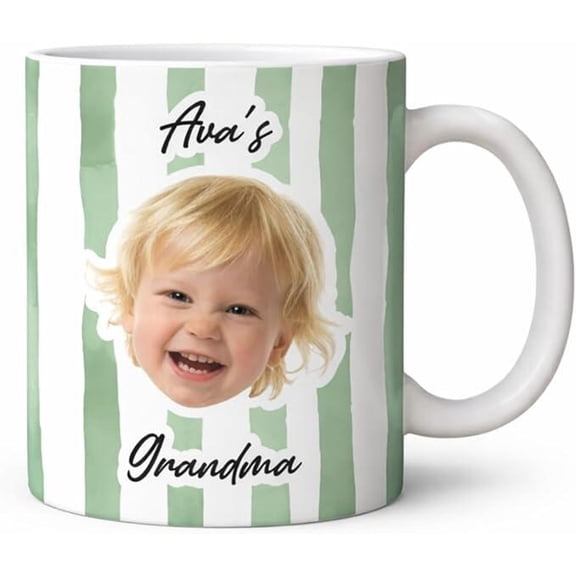 Custom Pet Baby Portrait Stripes Pattern Personalized Mug, Custom Babies Photo Mug, Personalized Face Mugs, Baby Face Mug, Personalized Coffee Cup With Picture, Bekilab Ceramic Coffee Mug, 1