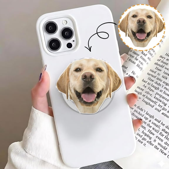 Custom Pet Face MagSafe Phone Grip, Personalized Dog Cat Accessory, Magnetic Holder