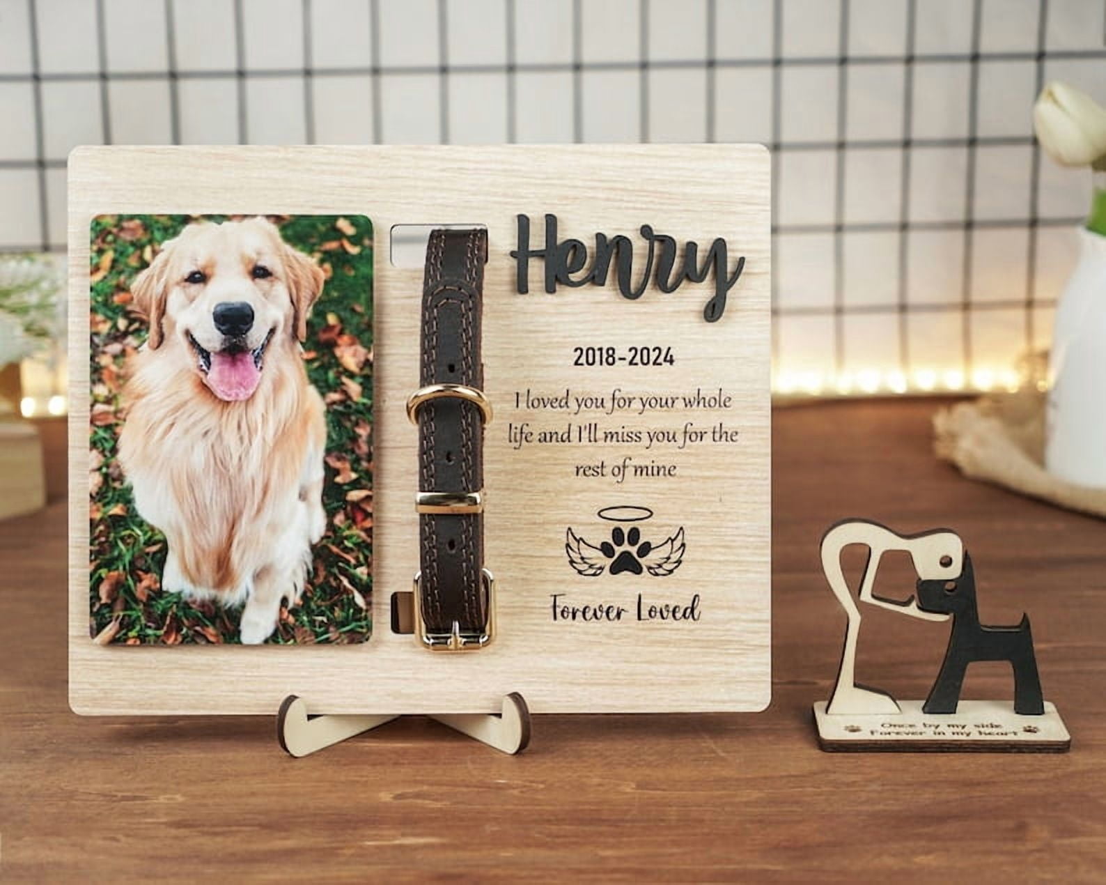 Custom Pet Memorial Collar Frame, Personalized Pet Photo Frame, Dog ...