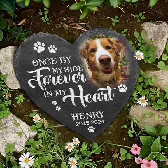Custom Pet Memorial Stone – Dog & Cat Memorial Headstone, Pet Grave Marker with Photo, Memorial Garden Stone & Dog Sympathy Gift