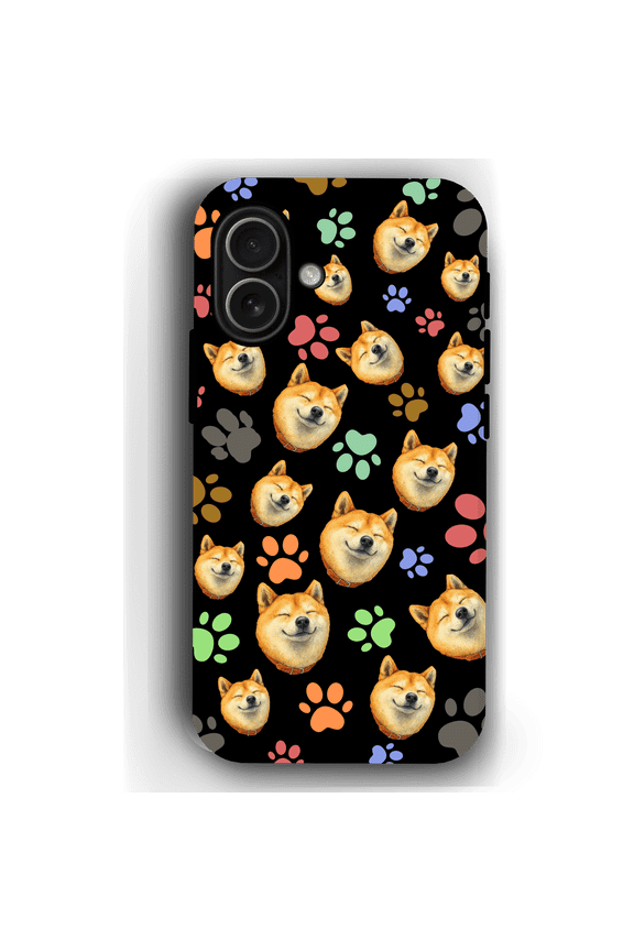 Custom Pet Phone Case for iPhone 17/ 17 Air/ 17 Pro/ 17 Pro Max, YingMart Personalized Pet Portrait Cover with Paw, Heart, Fish & Bone Symbols (Black, iPhone17, Style1)