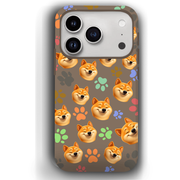 Custom Pet Phone Case for iPhone 17/ 17 Air/ 17 Pro/ 17 Pro Max, YingMart Personalized Pet Portrait Cover with Paw, Heart, Fish & Bone Symbols (WarmMocha, iPhone17ProMax, Style4)