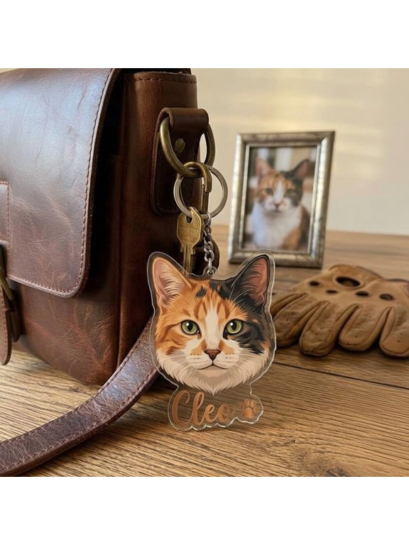 Custom Pet Photo Acrylic Keychain, Personalized Dog or Cat Portrait Keyring, Decorative Pet Keepsake, Bag Charm and Photo Gift for Pet Owners, Dog Lovers, Cat Lovers or Animal Families