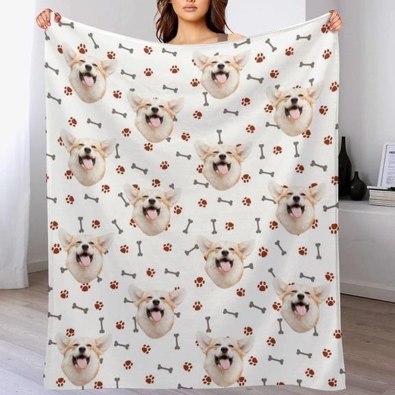Custom Pet Photo Blanket, Customized Cat Face Blankets with Names, Personalized Picture Blanket, Pets on Blanket, Personalized Mothers Day, Gift for Pet Lover