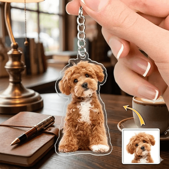 Custom Pet Photo Keychain Acrylic – Personalized Dog Cat Keychain