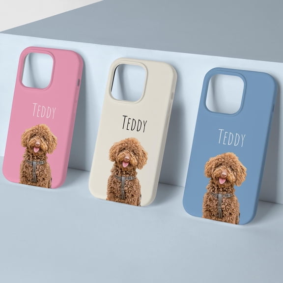 Custom Pet Photo Phone Case with Name: Personalized Dog & Cat Portrait Compatible with iPhone 17, 16, 15, 14, 13 Pro Max & Samsung S26, S25