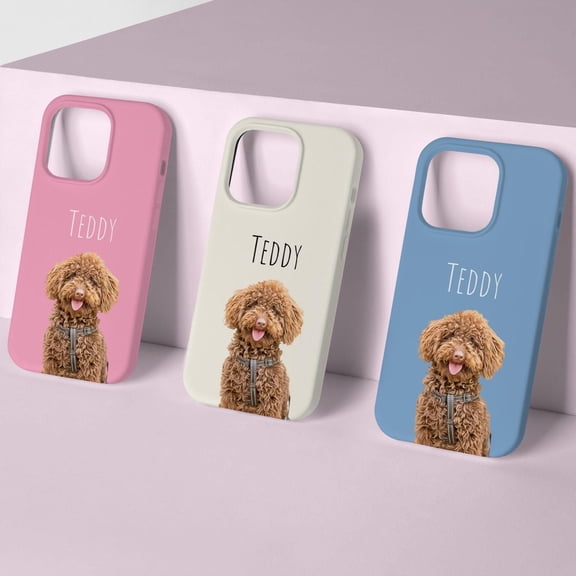 Custom Pet Photo Phone Case with Name: Personalized Dog & Cat Portrait Compatible with iPhone 17, 16, 15 Pro Max & Samsung S26
