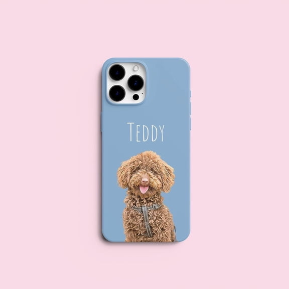 Custom Pet Photo Phone Case with Name - Personalized Dog Portrait Compatible with iPhone 17, 16, 15 & Samsung S26, S25 Ultra