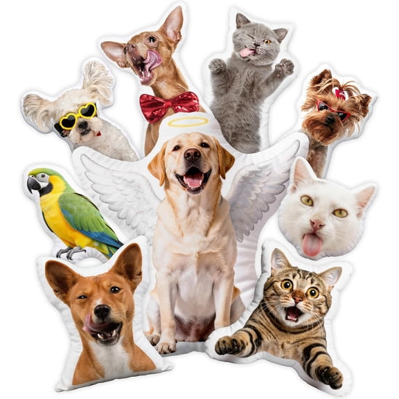 Custom Pet Pillow with Picture, Personalized Dog Cat Shaped Pillow Memorial Loss Sympathy Gifts, Customized Stuffed Animal Pictures Pillows Gift for Dog Lover