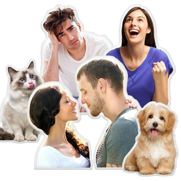 Custom Pet Pillow with Picture, Personalized Photo Dog Cat Face Shaped Pillow, Customized Stuffed Animal Pictures Pillows Memorial Loss Sympathy Gifts